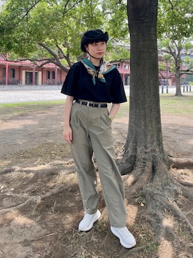 「PUMA（プーマ）のアイテム」を使った、popuriさん（レディース・161cm）の夏コーディネート