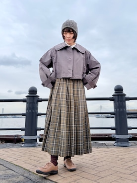 「arth（アース）のarth  Hemp Wave Knit Watch / アース（ニットキャップ/ビーニー、グレー系）」を使った、popuriさん（レディース・161cm）の春コーディネート