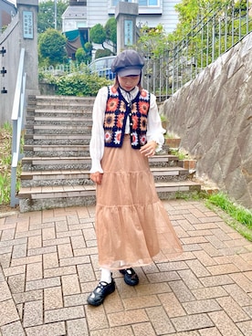 「アイテム（キャスケット）」を使った、popuriさん（レディース・161cm）の秋コーディネート