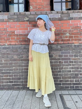 「アイテム（ニットキャップ/ビーニー）」を使った、popuriさん（レディース・161cm）の夏コーディネート