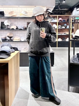 「アイテム（キャスケット）」を使った、popuriさん（レディース・161cm）の冬コーディネート