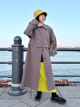 「OVERRIDE（オーバーライド）のOVERRIDE  WATER RE POLLEN HAT SGP / オーバーライド（ハット、ブラック系）」を使った、popuriさん（レディース・161cm）の冬コーディネート