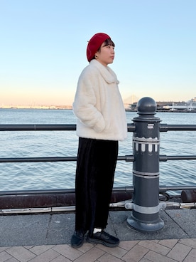 「アイテム（ハンチング/ベレー帽）」を使った、popuriさん（レディース・161cm）の冬コーディネート