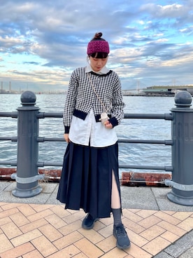 「アイテム（ヘアバンド）」を使った、popuriさん（レディース・161cm）の秋コーディネート