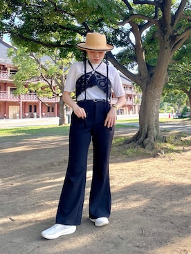 「アイテム（付け襟）」を使った、popuriさん（レディース・161cm）の夏コーディネート