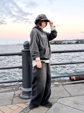 「アイテム（キャスケット）」を使った、popuriさん（レディース・161cm）の冬コーディネート