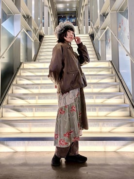 「アイテム（ライダースジャケット）」を使った、popuriさん（レディース・161cm・20代）の冬コーディネート