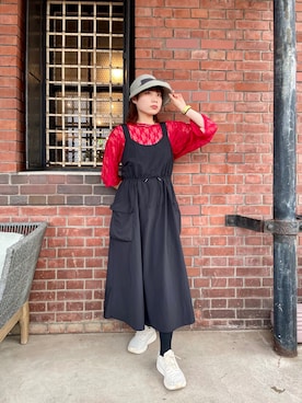 「アイテム（ハット）」を使った、popuriさん（レディース・161cm）の夏コーディネート