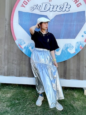 「アイテム（ハンチング/ベレー帽）」を使った、popuriさん（レディース・161cm・20代）の夏コーディネート