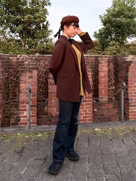 「アイテム（テーラードジャケット）」を使った、popuriさん（レディース・161cm）の冬コーディネート