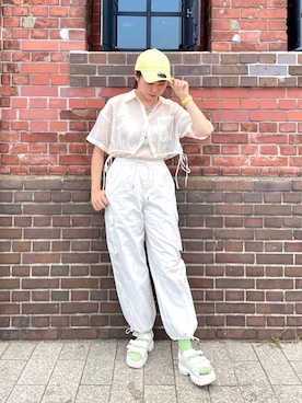 「アイテム（キャップ）」を使った、popuriさん（レディース・161cm・20代）の夏コーディネート