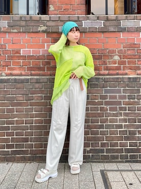 「アイテム（ニットキャップ/ビーニー）」を使った、popuriさん（レディース・161cm）の夏コーディネート