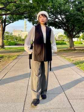 「アイテム（ハンチング/ベレー帽）」を使った、popuriさん（レディース・161cm・20代）の秋コーディネート