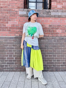 「KANGOL（カンゴール）のアイテム」を使った、popuriさん（レディース・161cm）の夏コーディネート