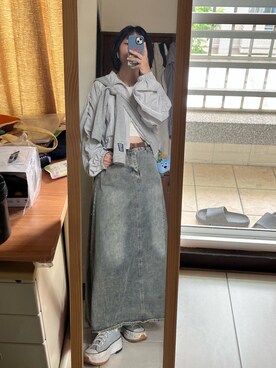 「アイテム（デニムスカート、その他）」を使った、ji33さん（レディース・159cm）の秋コーディネート