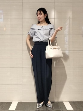 「アイテム（スラックス）」を使った、miom1014さん（レディース・163cm・30代）の夏コーディネート