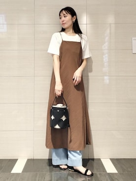「VIS（ビス）の【洗える】カップ付きアシンメトリーキャミソール（キャミソール）」を使った、miom1014さん（レディース・163cm・30代）の夏コーディネート