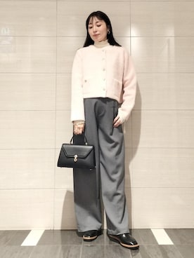 「アイテム（カーディガン/ボレロ、ピンク系）」を使った、miom1014さん（レディース・163cm）の秋コーディネート