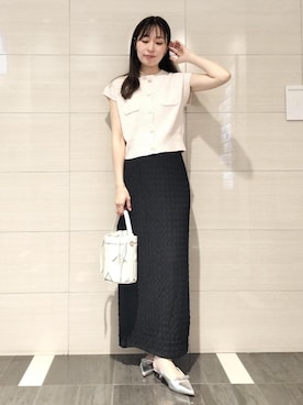 「アイテム（カーディガン/ボレロ、ピンク系）」を使った、miom1014さん（レディース・163cm）の夏コーディネート