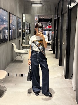 「スカーフ」｜「アイテム（財布/小物）」を使った、きゆさん（レディース・152cm）の夏コーディネート