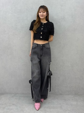 「アイテム（サンダル、ピンク系）」を使った、YUKIさん（レディース・163cm）の夏コーディネート