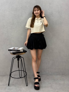 「ショート丈トップス」｜「アイテム（ワンピース/ドレス）」を使った、YUKIさん（レディース・163cm）の夏コーディネート