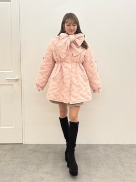 「アイテム（ダウンジャケット/コート、ピンク系）」を使った、YUKIさん（レディース・163cm）の秋コーディネート