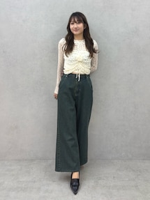 【タグあり・新品未使用】CALNAMUR ドットフラワージャカードトップス ドットフラワージャカードトップス（Tシャツ/カットソー）｜CALNAMUR
