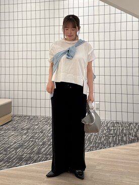 「Jena espace merveilleux(ジェナ エスパスメルヴェイユ)の【程よい抜け感】シアーデニムシャツ(シャツ/ブラウス、ブルー系)」を使った、aiさん(レディース・169cm)の春コーディネート