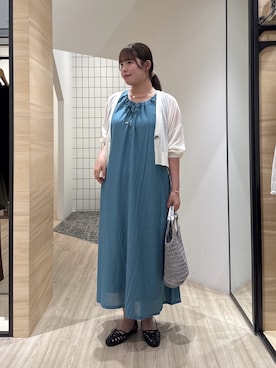 「Jena espace merveilleux(ジェナ エスパスメルヴェイユ)の【着てないぐらい軽い!?】2WAYリボンシアーワンピース(ワンピース、グリーン系)」を使った、aiさん(レディース・169cm)の夏コーディネート