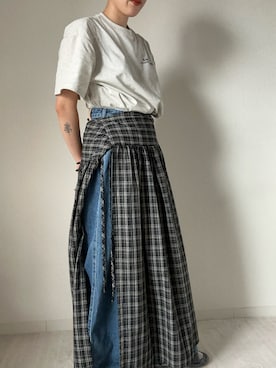 「SOMETHING（サムシング）のアイテム（デニムパンツ）」を使った、unchan29さん（レディース・160cm）の夏コーディネート
