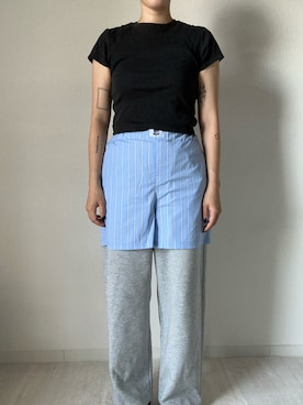「PUBLUX（パブリュクス）のアイテム（パンツ）」を使った、unchan29さん（レディース・160cm）の夏コーディネート