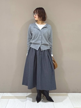 「BABYLONE（バビロン）のシアーフライスプルオーバー（Tシャツ/カットソー）」を使った、babyloneyaeさん（レディース・157cm）の秋コーディネート