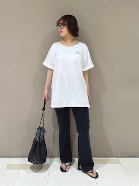 「BABYLONE（バビロン）の【onit】＜別注＞バイアスパンツ（その他パンツ、ブラック系）」を使った、babyloneyaeさん（レディース・157cm）の夏コーディネート