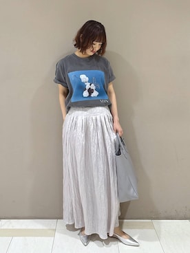 「BABYLONE（バビロン）のバックスリングパンプス（パンプス、シルバー系）」を使った、babyloneyaeさん（レディース・157cm）の春コーディネート