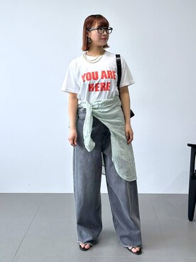 「BABYLONE（バビロン）のバレルレッグデニムパンツ（デニムパンツ）」を使った、babyloneyaeさん（レディース・157cm）の春コーディネート