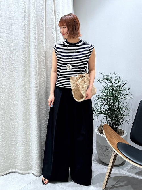 【美品】バビロン 24SS オックスホルタータックパンツ オールインワン F セール】 コットンリネンボックスタックパンツ （パンツ