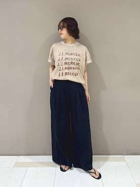 「BABYLONE（バビロン）のナバホパール風ネックレス120cm（ネックレス、グレー系）」を使った、babyloneyaeさん（レディース・157cm）の夏コーディネート