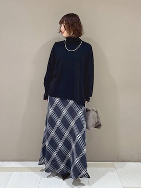 「BABYLONE（バビロン）のハイネックポンチョニット（ニット/セーター）」を使った、babyloneyaeさん（レディース・157cm）の秋コーディネート