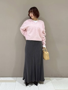 「BABYLONE（バビロン）のシアーフライスプルオーバー（Tシャツ/カットソー）」を使った、babyloneyaeさん（レディース・157cm）の秋コーディネート