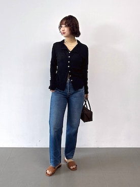 「LAUREN（ローレン）の【LAUREN RALPH LAUREN】SLIDE SANDAL（サンダル、ブラウン系）」を使った、babyloneyaeさん（レディース・157cm）の夏コーディネート