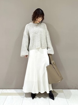 「BABYLONE（バビロン）のカラーネップニット（ニット/セーター）」を使った、babyloneyaeさん（レディース・157cm）の秋コーディネート