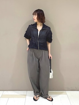 「BABYLONE（バビロン）の【一部カラーWEB限定】ラミージップブルゾン（ブルゾン、ブラック系）」を使った、babyloneyaeさん（レディース・157cm）の春コーディネート