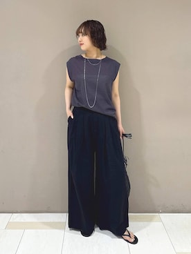 「BABYLONE（バビロン）のMIXチェーンロングネックレス（ネックレス、シルバー系）」を使った、babyloneyaeさん（レディース・157cm）の夏コーディネート
