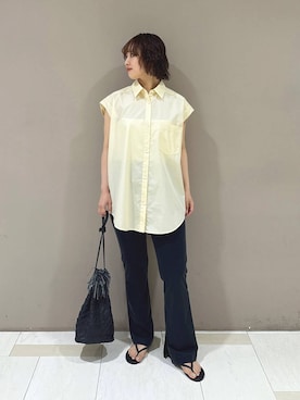 「BABYLONE（バビロン）のノースリフォルムシャツ（シャツ/ブラウス、ベージュ系）」を使った、babyloneyaeさん（レディース・157cm）の夏コーディネート