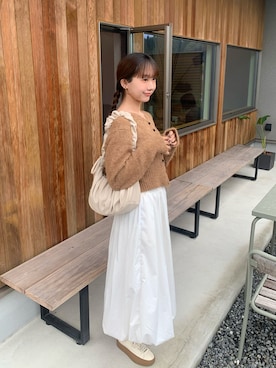 「アイテム（カーディガン/ボレロ）」を使った、misuzuさん（レディース・160cm）の秋コーディネート