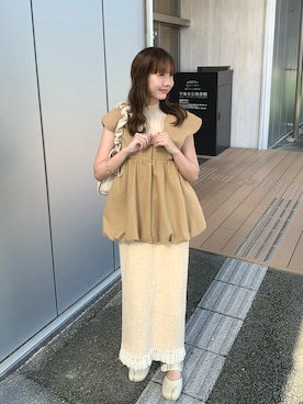 「アイテム（バングル/リストバンド）」を使った、misuzuさん（レディース・160cm）の秋コーディネート