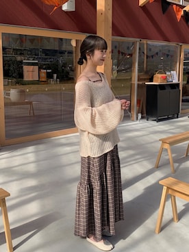 「アイテム（ニット/セーター）」を使った、misuzuさん（レディース・161cm）の夏コーディネート