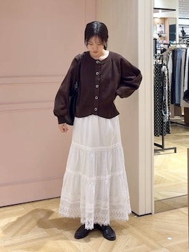 「LOWRYS FARM（ローリーズファーム）のモカシンローファー  637751（ローファー、ブラック系）」を使った、もりこさん（レディース）の春コーディネート