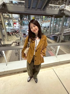 「LOWRYS FARM（ローリーズファーム）のスエードジャケット 637616（テーラードジャケット、ブラウン系）」を使った、もりこさん（レディース）の春コーディネート